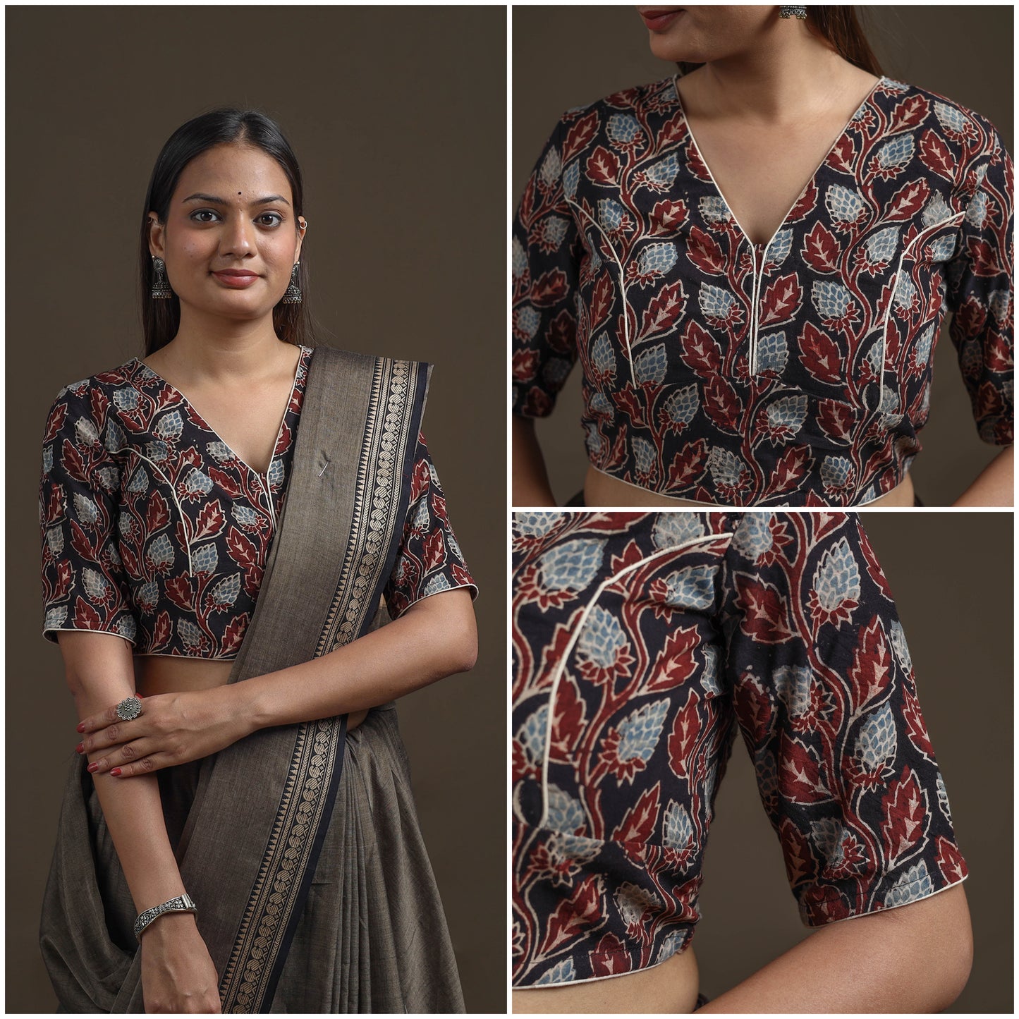 Ajrakh Hand Block Print Natural Dyed Cotton Readymade Blouse 12