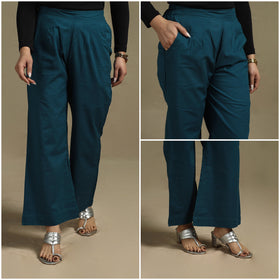 Elastic Waist Cotton Plain Palazzo for Women 14