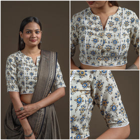 Ajrakh Hand Block Print Natural Dyed Cotton Readymade Blouse with Lace Work 01