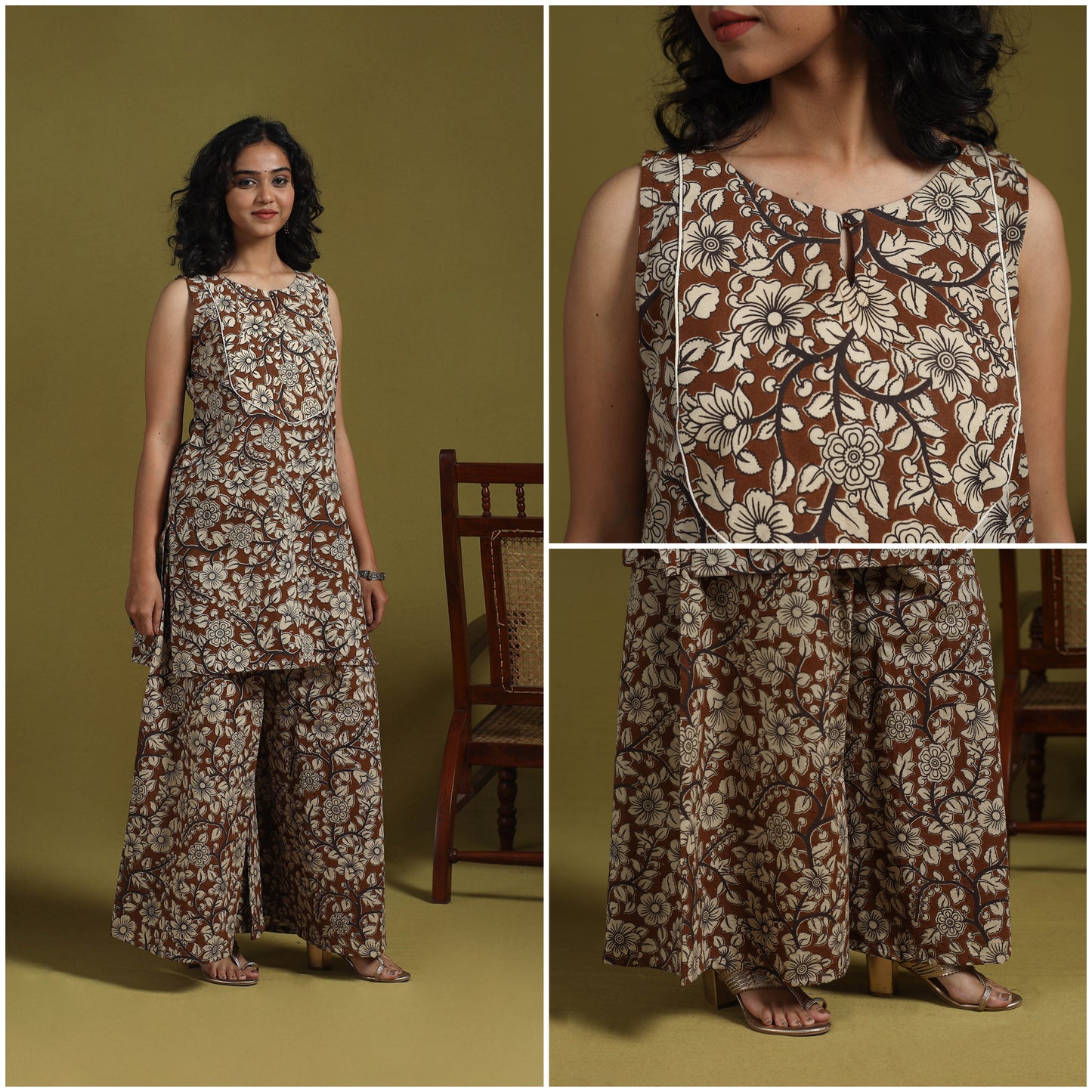 Kalamkari Printed Cotton 2pc Kurta Set for women 11