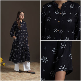 Bandhani Tie-Dye Cotton A-Line Long Kurta for Women 21