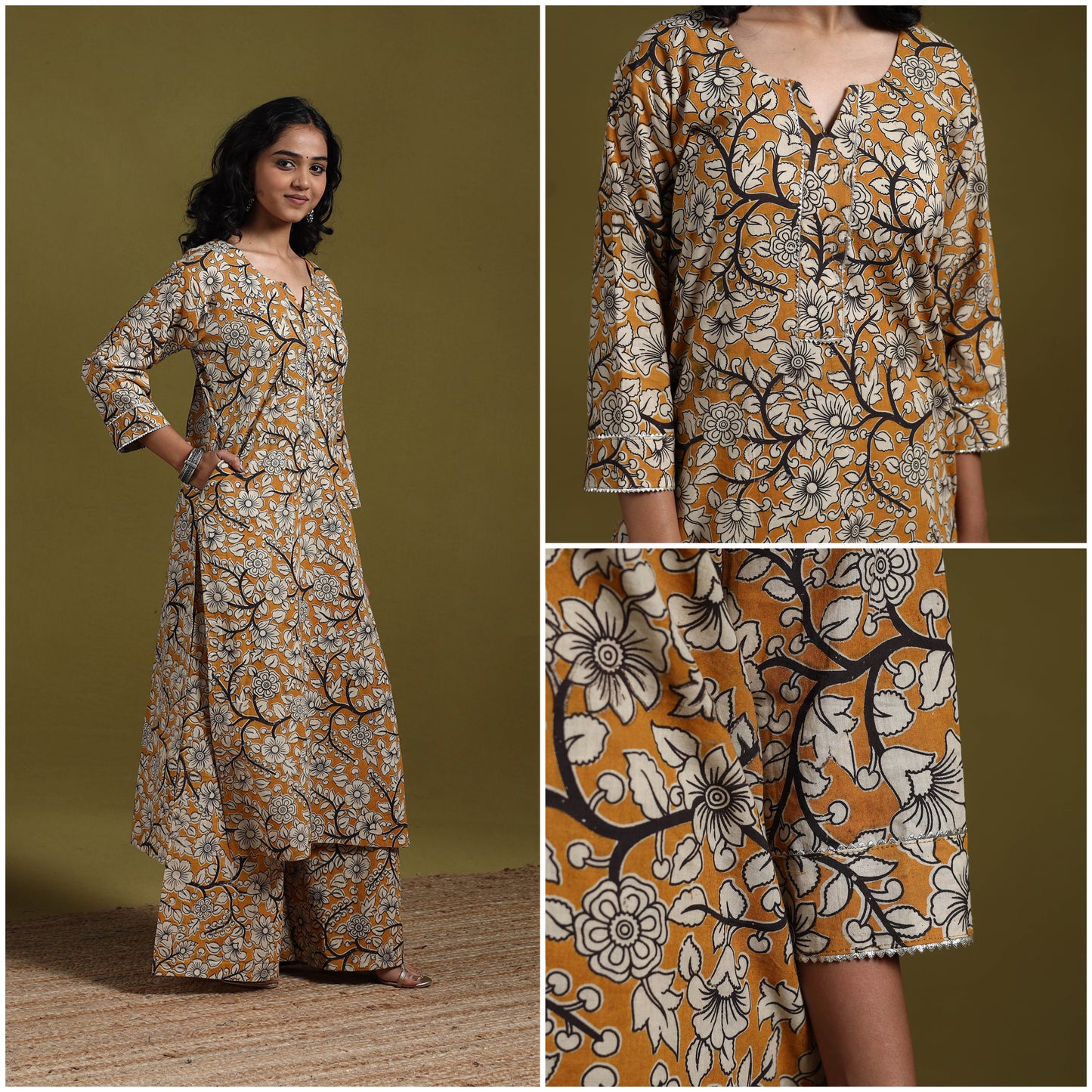 Kalamkari Printed Cotton 2pc Kurta Set for women 11