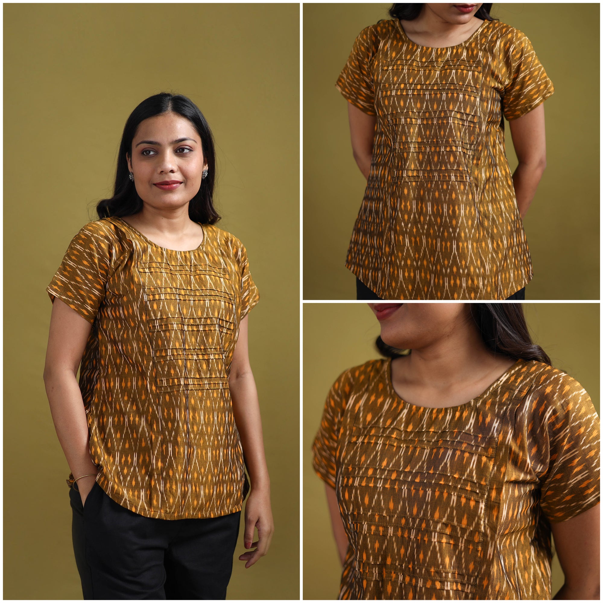 Pochampally Ikat Mercerised Cotton Crop Top for Women 11