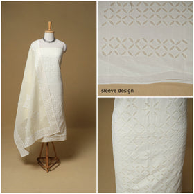 Barmer Applique Cutwork Cotton Unstitched Dress Material: Kurta, Bottom & Dupatta 15