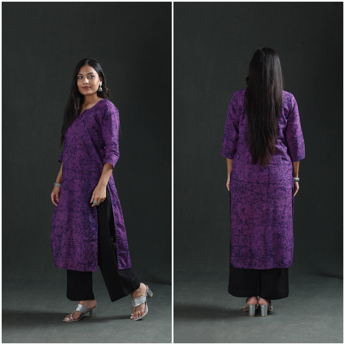 Hand Batik Print Cotton Straight Long Kurta for Women 11
