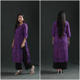 Hand Batik Print Cotton Straight Long Kurta for Women 11