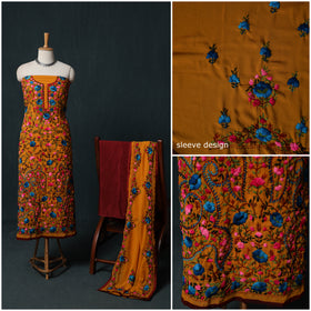Hand Embroidered Georgette 3pc Unstitched Dress Material Suit Set 17