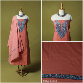 Hand Embroidered Cotton Kashida 3pc Unstitched Dress Material Suit Set 69