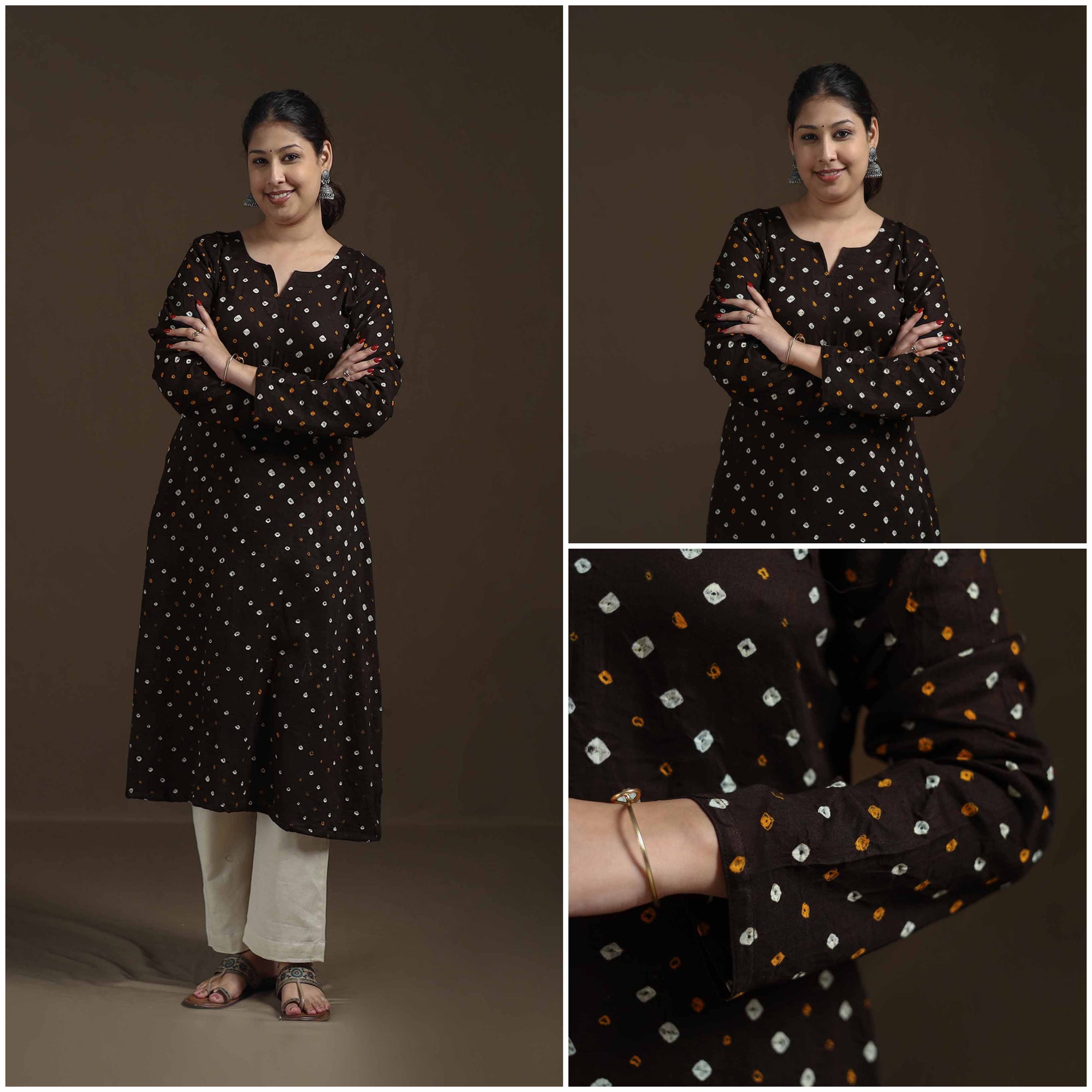 Bandhani Tie-Dye Cotton A-Line Kurta for women 03