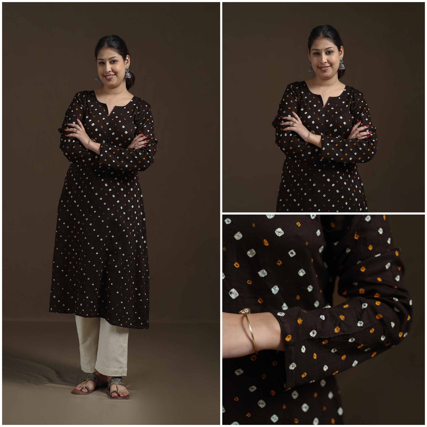 Bandhani Tie-Dye Cotton A-Line Kurta for women 03