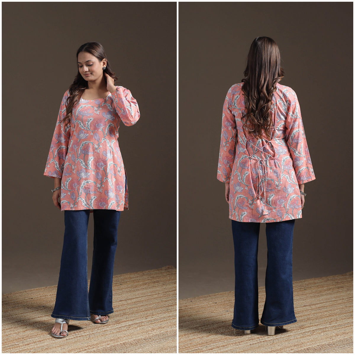 Sanganeri Floral Print Cotton Short Kurta for Women 11