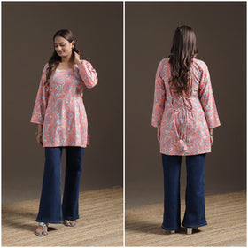 Sanganeri Floral Print Cotton Short Kurta for Women 11