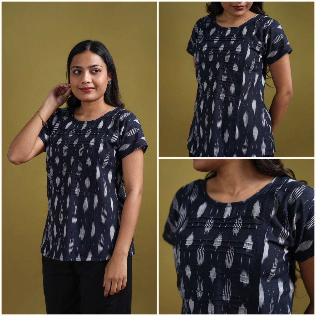 Pochampally Ikat Cotton Crop Top for Women 15