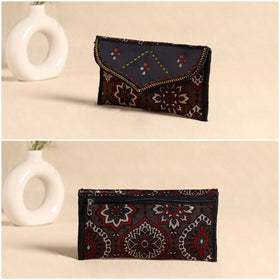 Traditional Kutch Mashru Silk Leather Flap Clutch / Wallet 113