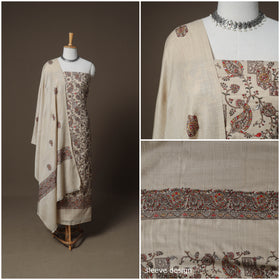 Woolen Heavy Embroidered Unstitched Dress Material: Kurta, Bottom & Dupatta 39