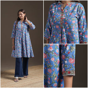 Sanganeri Floral Print Cotton A-Line Kurta for Women 05