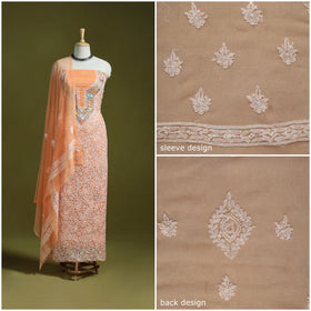 Lucknowi Hand Embroidered Chikankari Georgette 3pc Unstitched Dress Material 06
