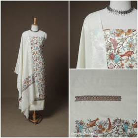 Woolen Heavy Embroidered Unstitched Dress Material: Kurta, Bottom & Dupatta 24