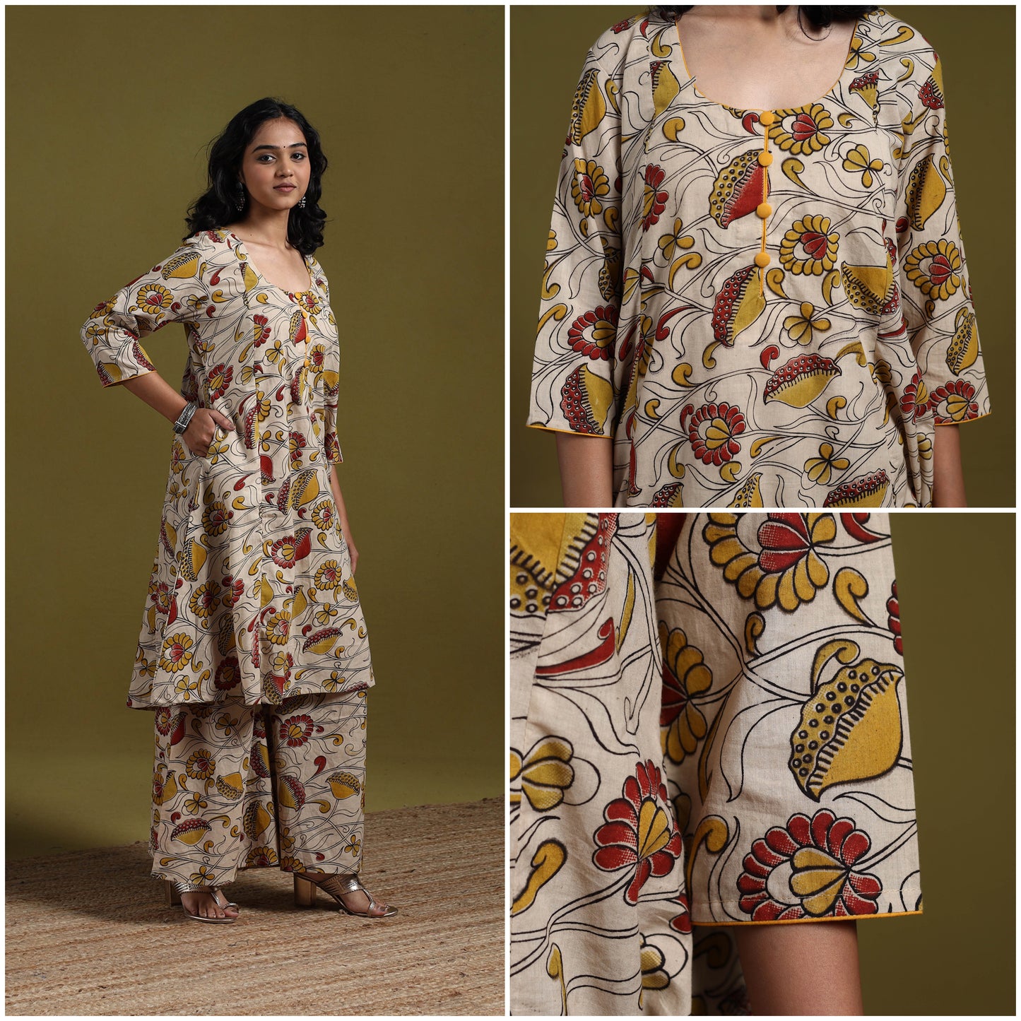 Kalamkari Printed Cotton 2pc Kurta Set for women 04