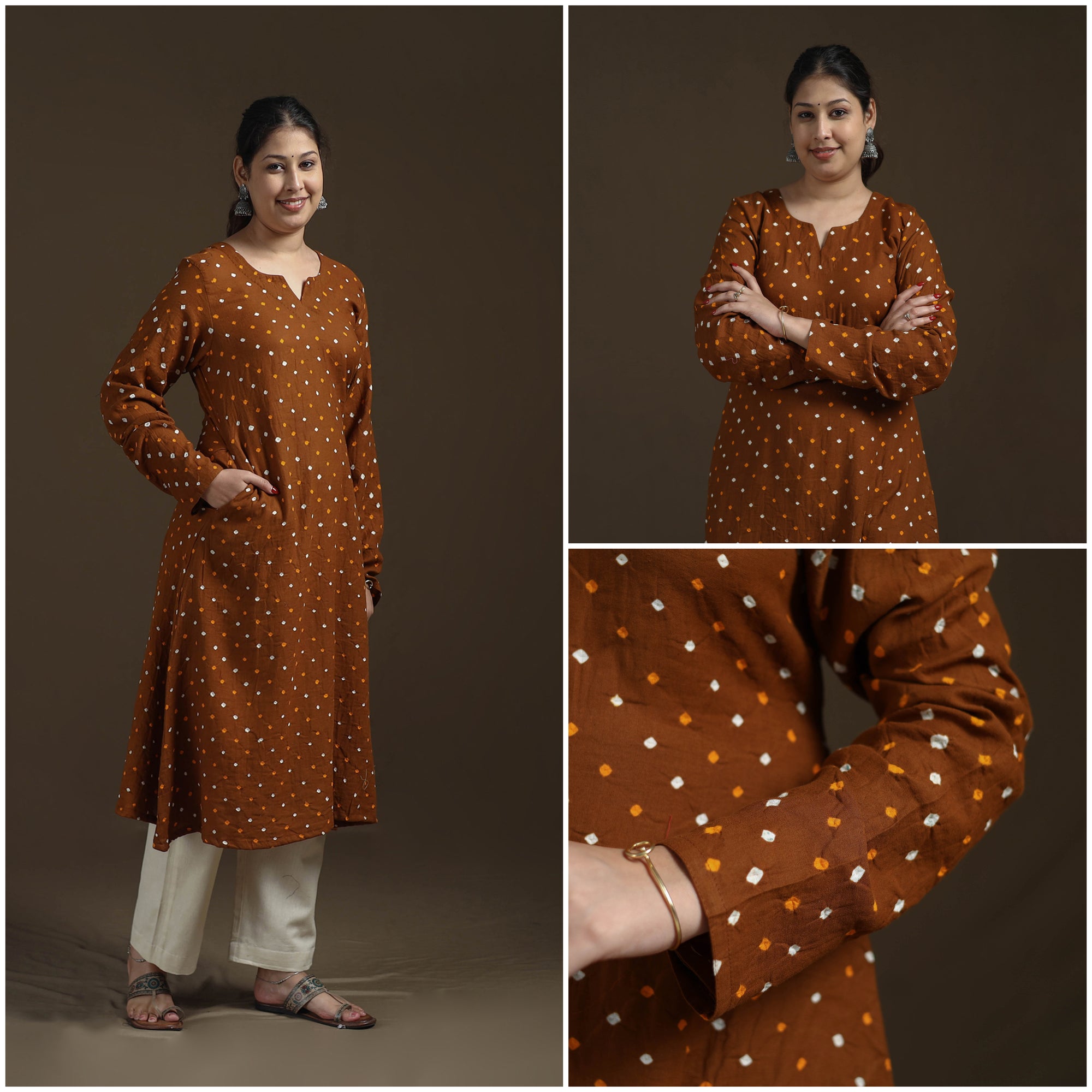 Bandhani Tie-Dye Cotton A-Line Kurta for women 02