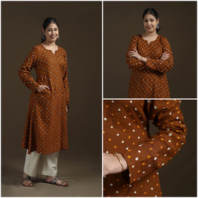 Bandhani Tie-Dye Cotton A-Line Kurta for women 02