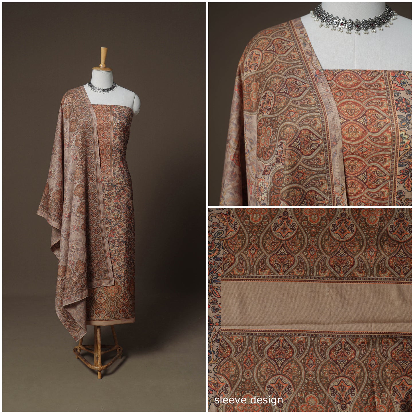 Woolen Digital Print Unstitched Dress Material: Kurta, Bottom & Dupatta 45
