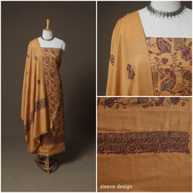 Woolen Heavy Embroidered Unstitched Dress Material: Kurta, Bottom & Dupatta 37