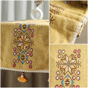 Yellow - tribal hand embroidered table runner by kamli 10