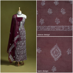 Lucknowi Hand Embroidered Chikankari Georgette 3pc Unstitched Dress Material 10