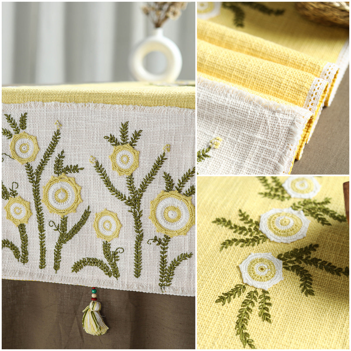 Yellow - Tribal Hand Embroidered Table Runner by Kamli 03