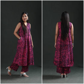 Hand Batik Print Cotton Straight Kurta with Palazzo Set for women 11