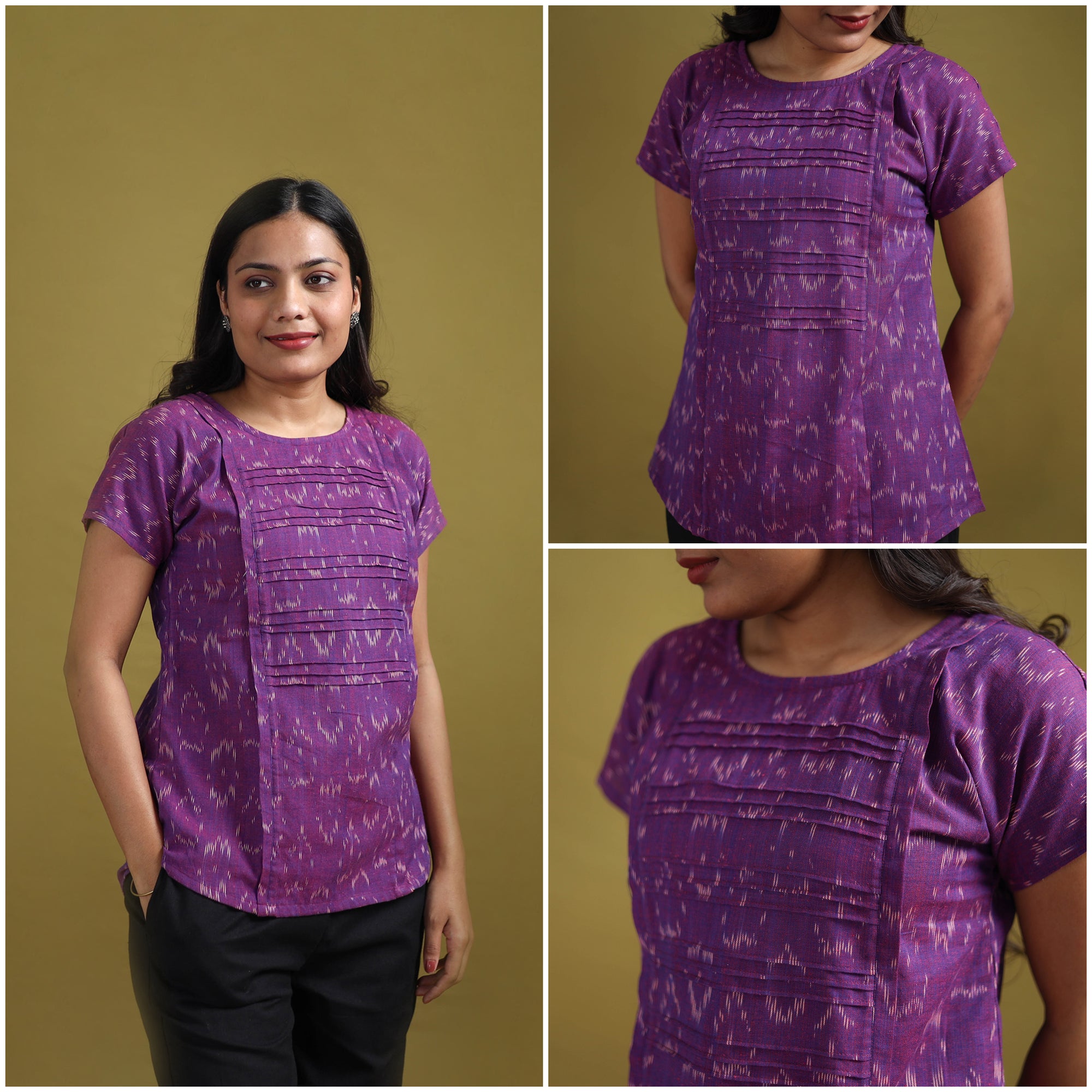 Pochampally Ikat Cotton Crop Top for Women 16