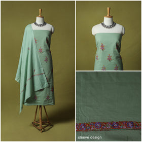 Hand Embroidered Cotton Kashida 3pc Unstitched Dress Material Suit Set 49