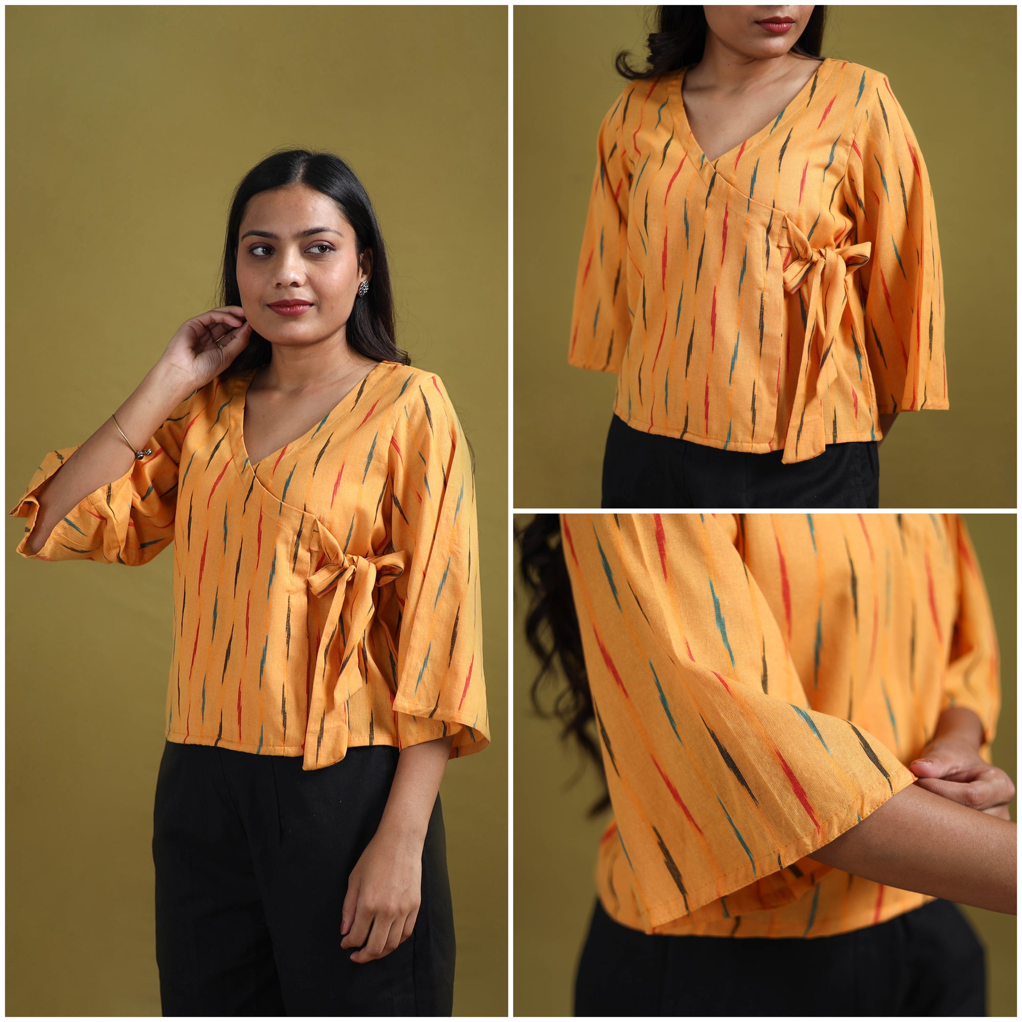 Pochampally Ikat Cotton Crop Top for Women 13