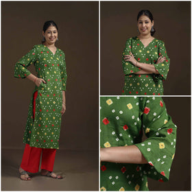 Bandhani Tie-Dye Cotton Straight Kurta for women 06