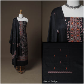 Woolen Heavy Embroidered Unstitched Dress Material: Kurta, Bottom & Dupatta 17