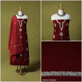 Hand Embroidered Cotton Kashida 3pc Unstitched Dress Material Suit Set 73