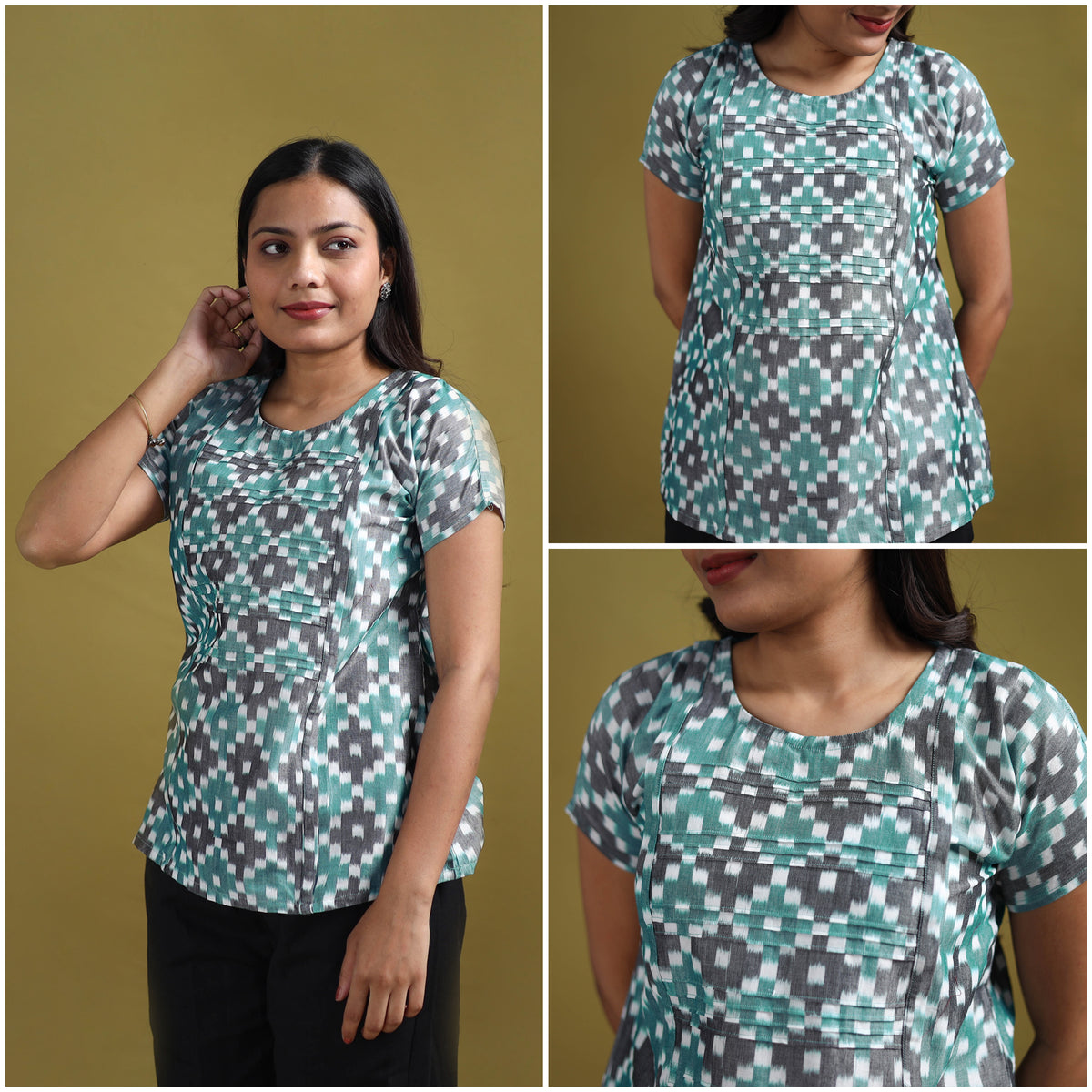 Pochampally Ikat Mercerised Cotton Crop Top for Women 05