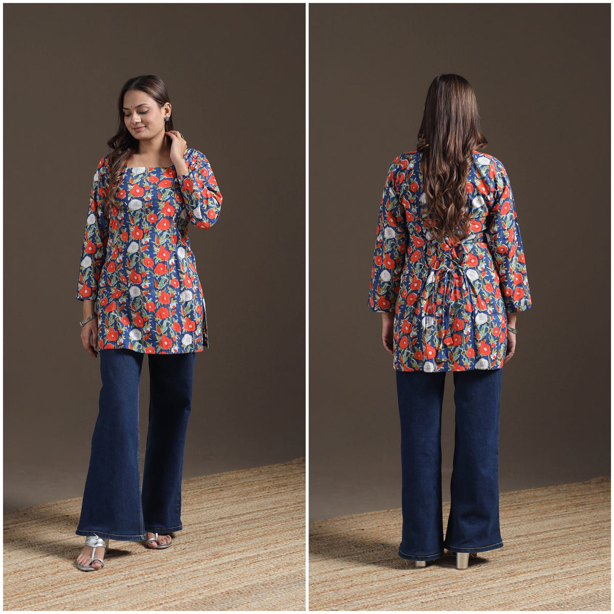 Sanganeri Floral Print Cotton Short Kurta for Women 12