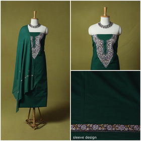 Hand Embroidered Cotton Kashida 3pc Unstitched Dress Material Suit Set 67