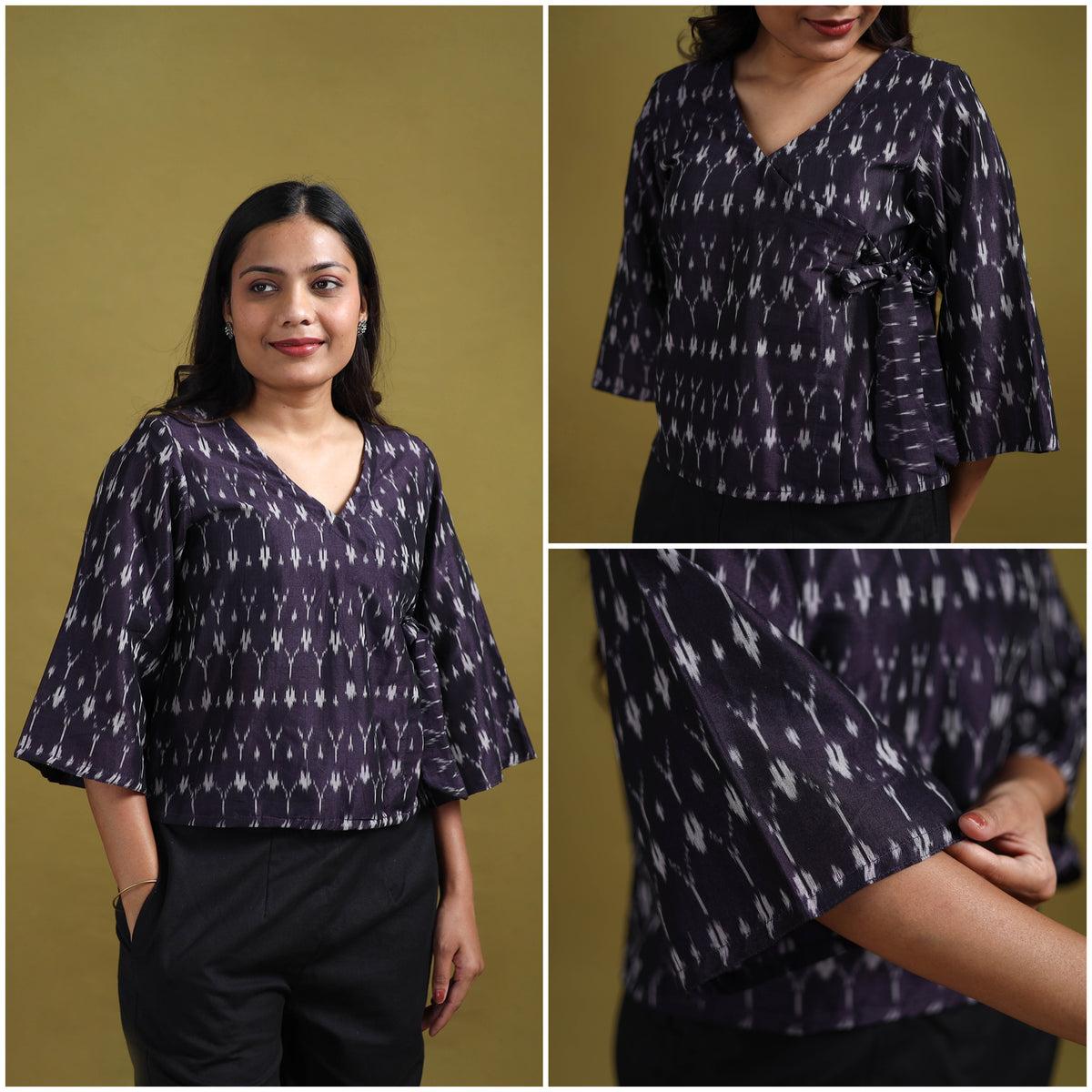 Pochampally Ikat Mercerised Cotton Crop Top for Women 12