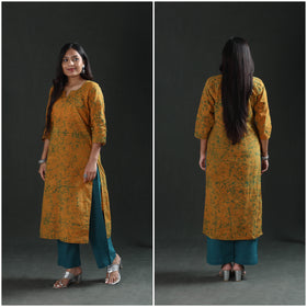 Hand Batik Print Cotton Straight Long Kurta for Women 08