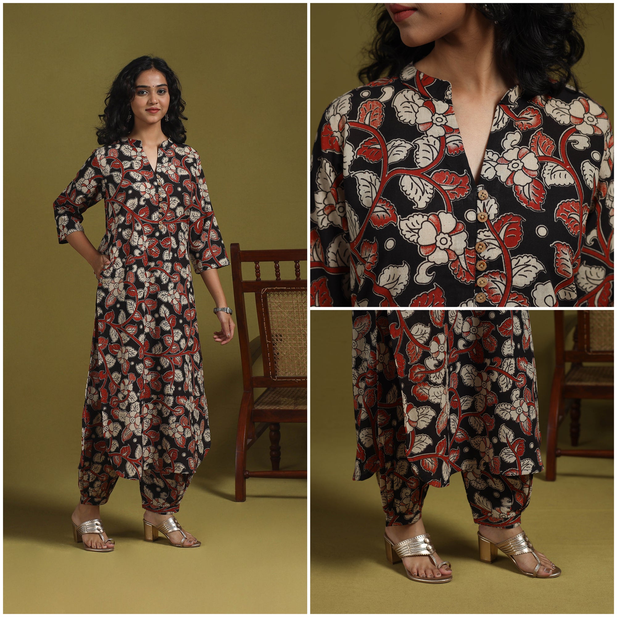 Kalamkari Printed Cotton 2pc Kurta Set for women 03