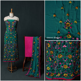 Hand Embroidered Georgette 3pc Unstitched Dress Material Suit Set 27