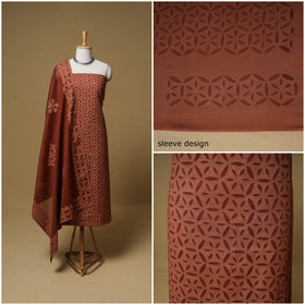 Barmer Applique Cutwork Cotton Unstitched Dress Material: Kurta, Bottom & Dupatta 12