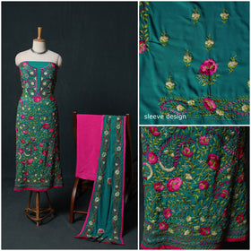 Hand Embroidered Georgette 3pc Unstitched Dress Material Suit Set 25