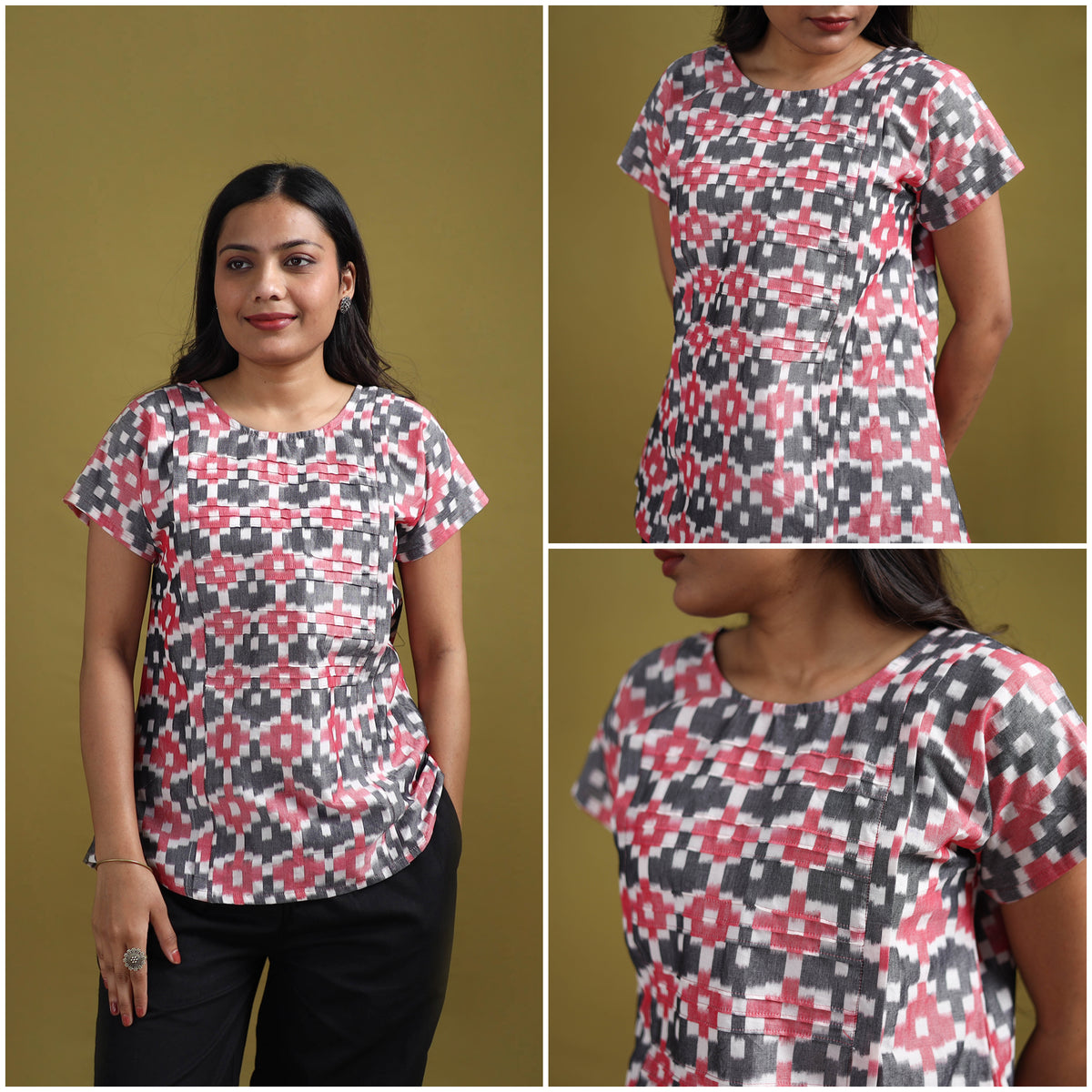 Pochampally Ikat Mercerised Cotton Crop Top for Women 04