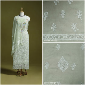 Lucknowi Hand Embroidered Chikankari Georgette 3pc Unstitched Dress Material 07