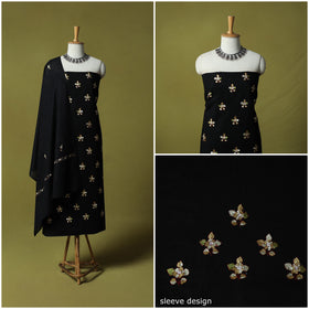 Hand Embroidered Cotton Kashida 3pc Unstitched Dress Material Suit Set 60