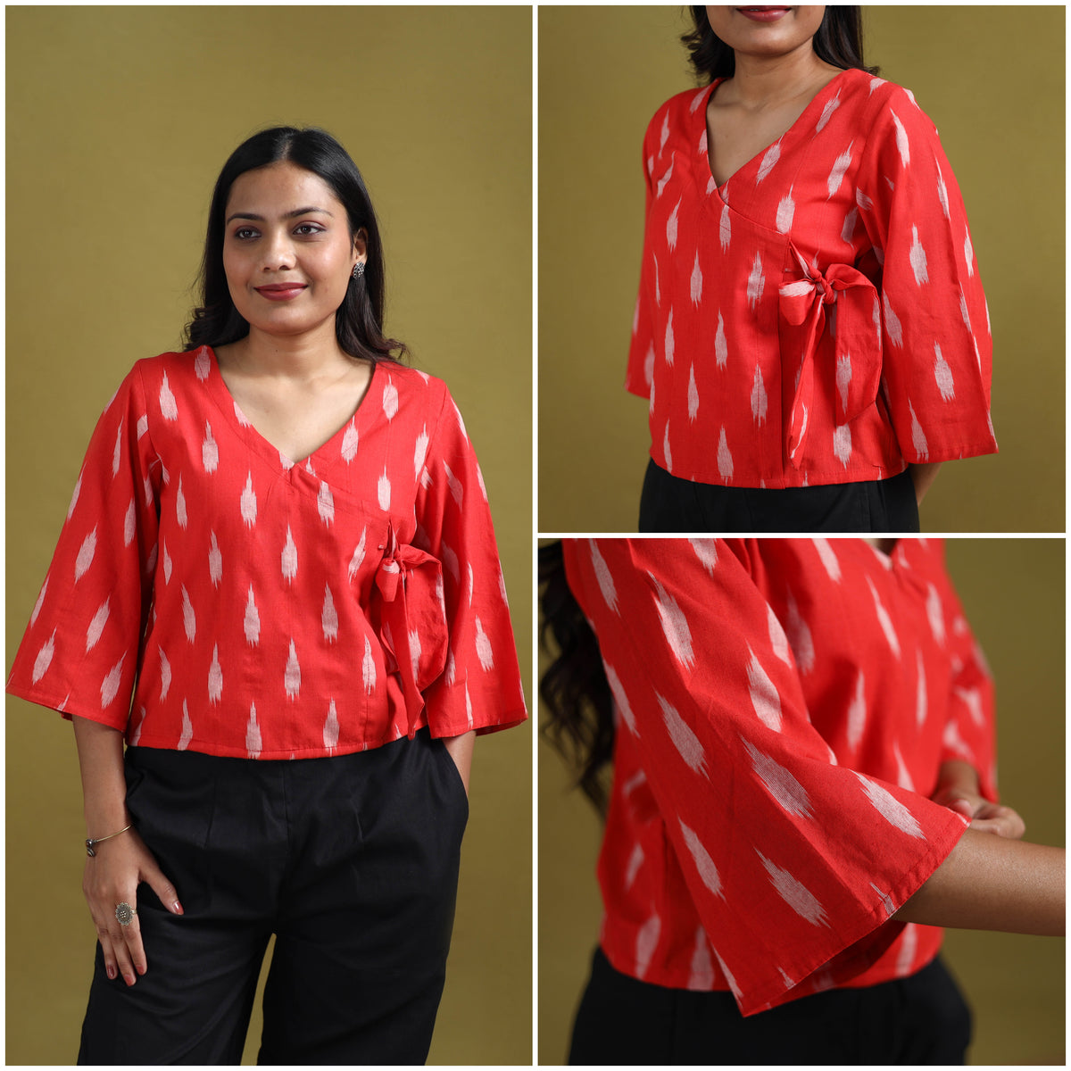 Pochampally Ikat Cotton Crop Top for Women 14